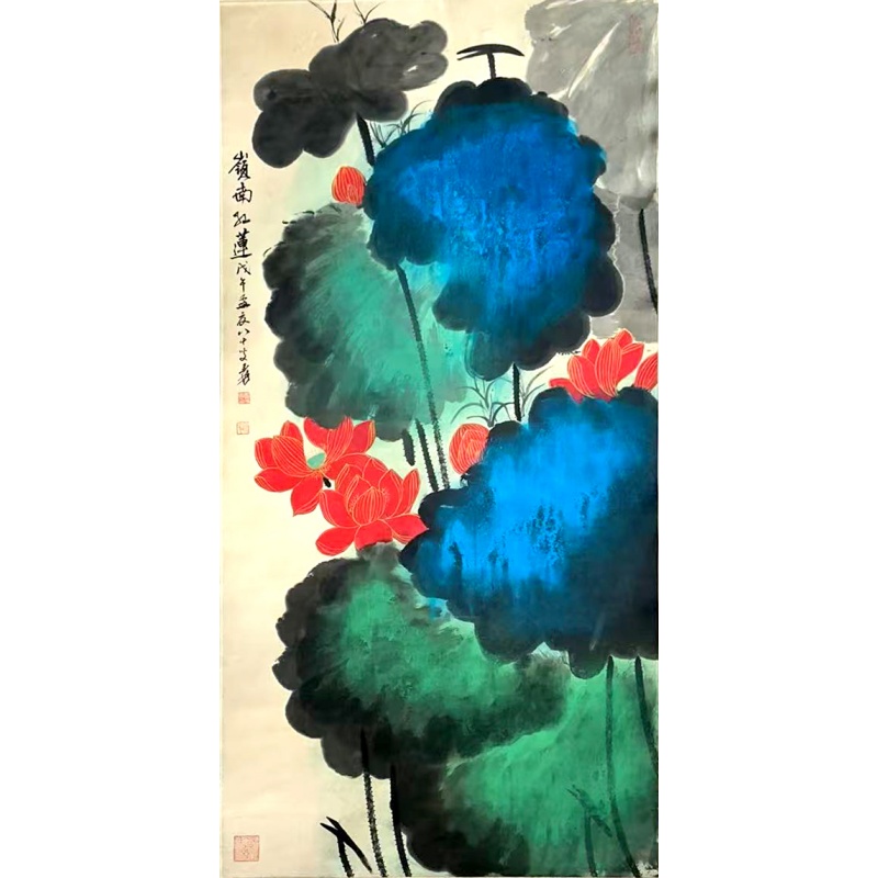 岭南红莲 50983   张大千（款）