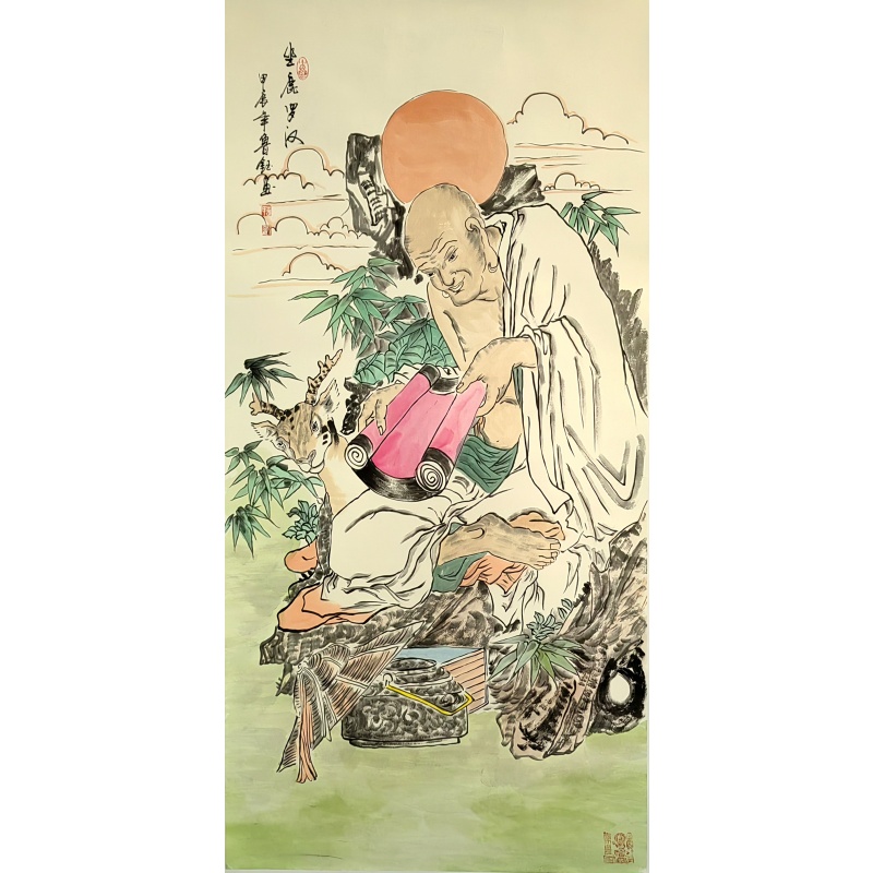 鲁钰  坐鹿罗汉（款） 6998