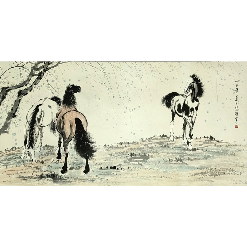 三骏图 徐悲鸿(款） 7081