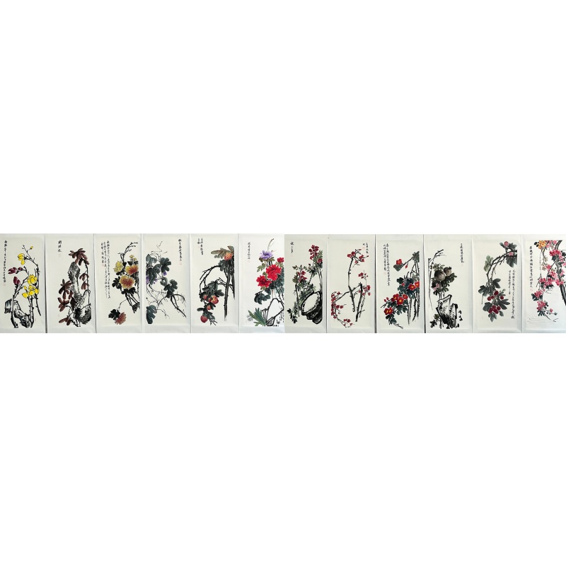 花卉四条屏 杨文庆（款）8725