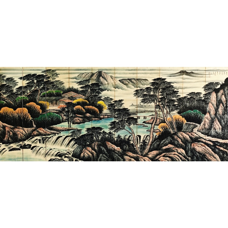 山水十条屏 张大千（款）6254