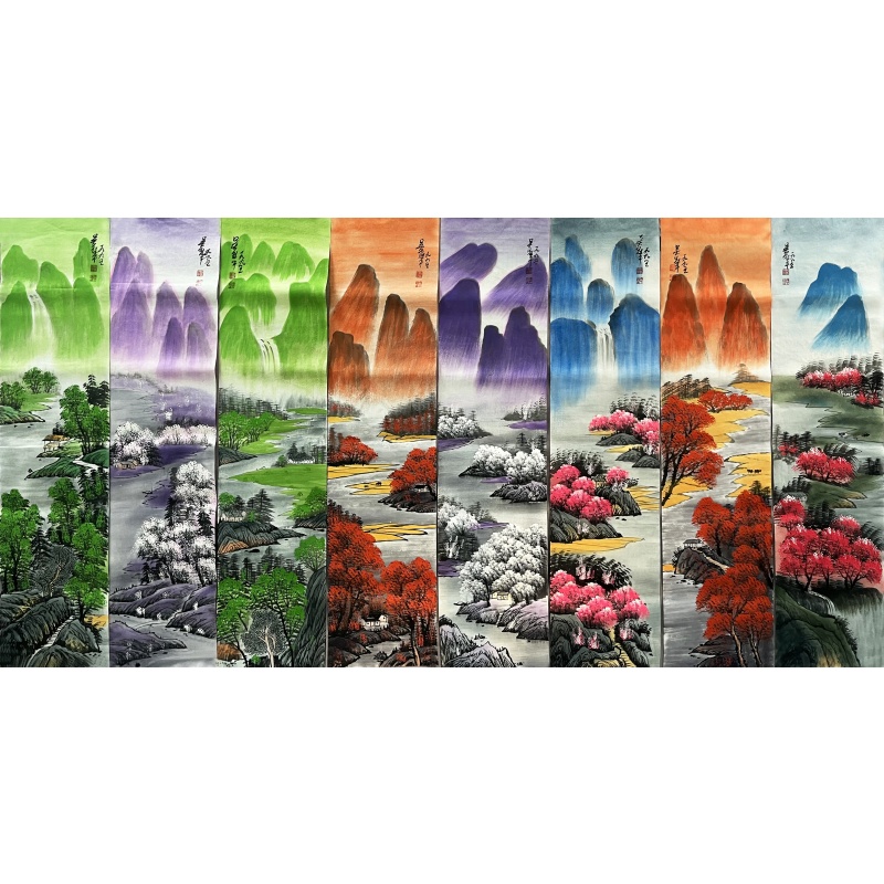 雅居图八条屏 吴冠中（款）7096