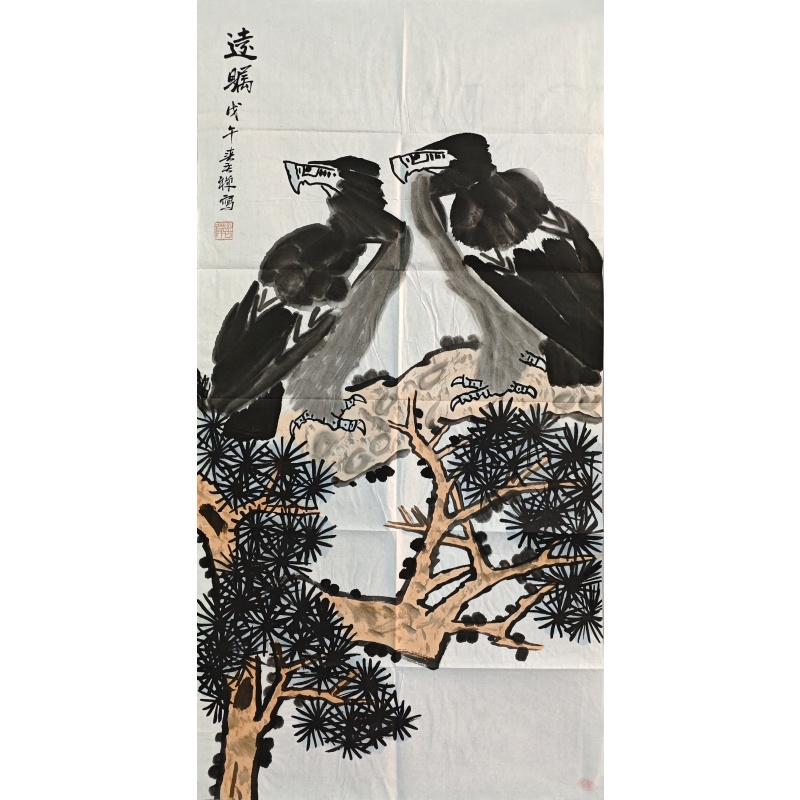 远瞻双鹰图    李苦禅（款）   6395