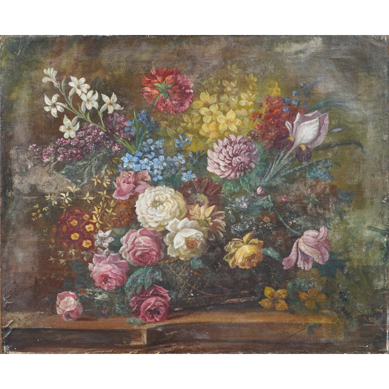 古欧洲展出的旧大师现实主义花卉静物签名油画  WD31013