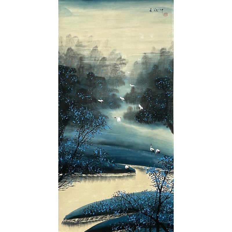 山水云鹤   吴冠中（款）   7447