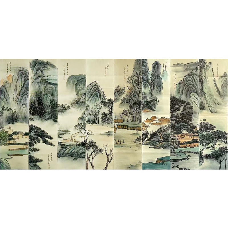 山水人家八条屏   傅抱石（款）   5070