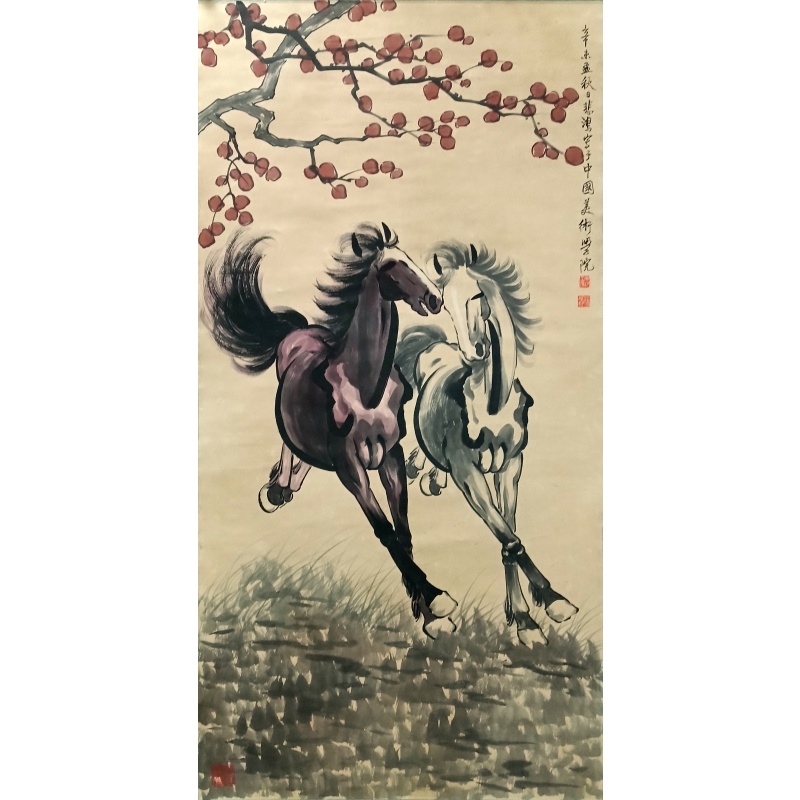 国画双马图 徐悲鸿（款）8547