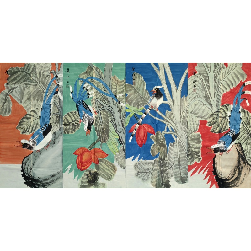 花鸟四条屏 黄永玉（款） 7479