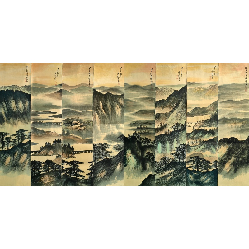 山水八条屏 傅抱石（款） 6721