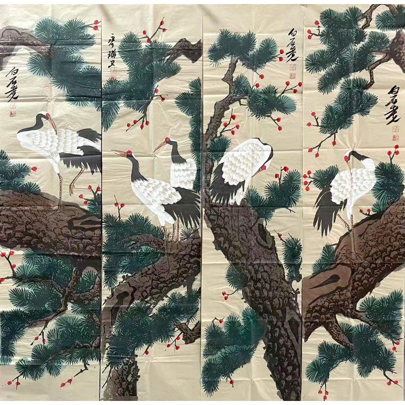 仙鹤四条屏   齐白石（款）   7496
