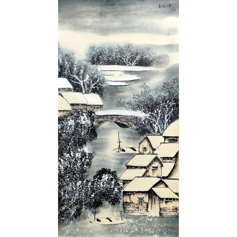 小桥雪景图7214吴冠中（款）
