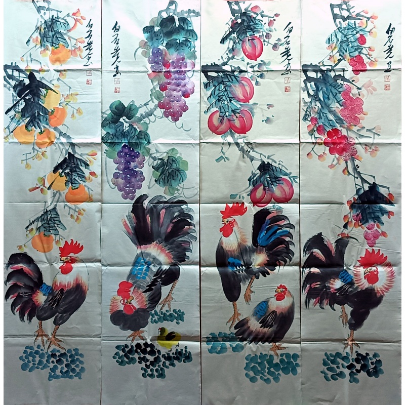 吉祥如意四条屏 齐白石（款）34*137cm*4 6785