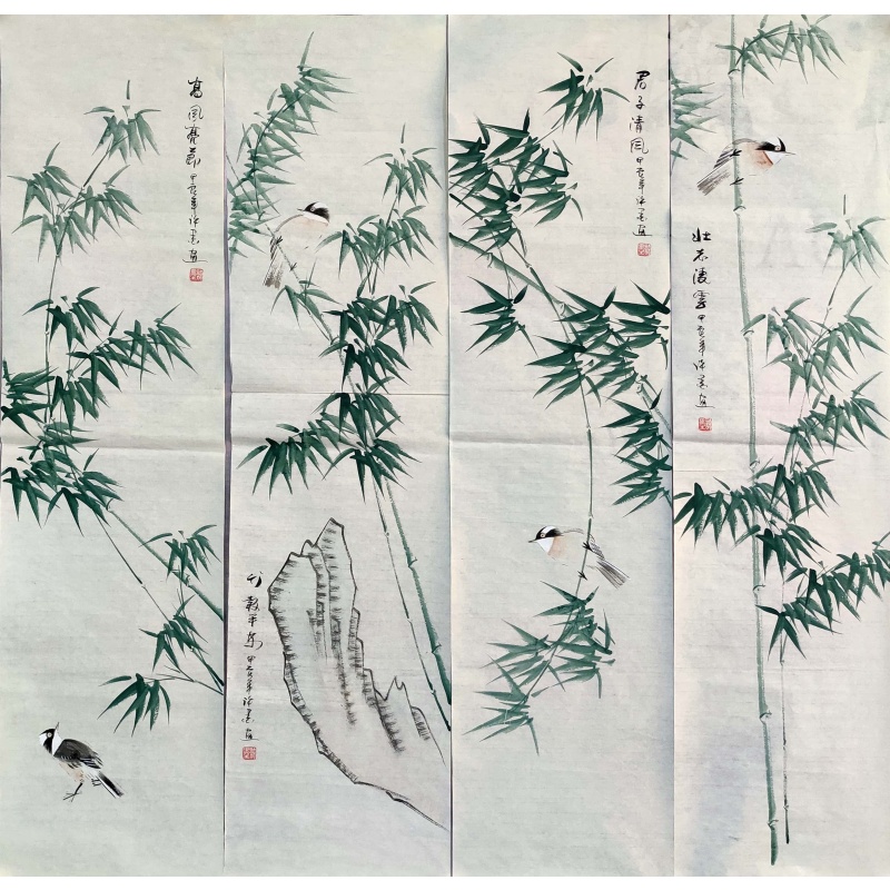 壮志凌云竹子四条屏许墨（款）5036