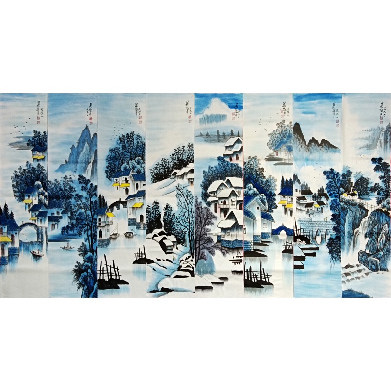 江南风景八条屏 吴冠中（款）6410