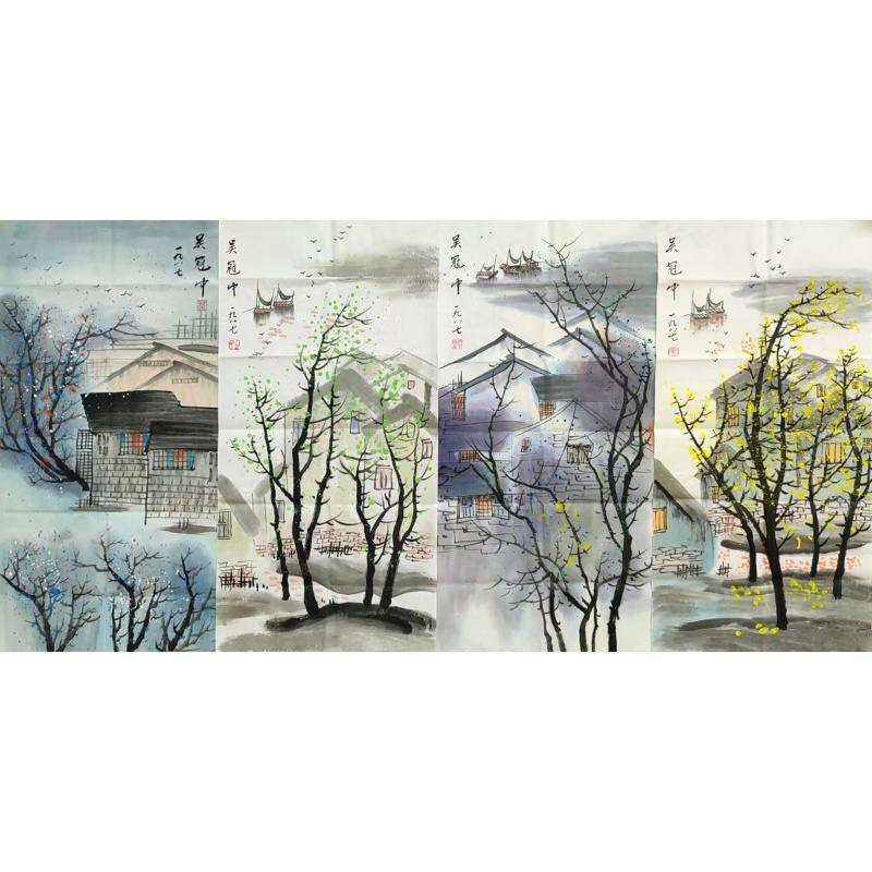 春夏秋冬四条屏   吴冠中（款）   51319