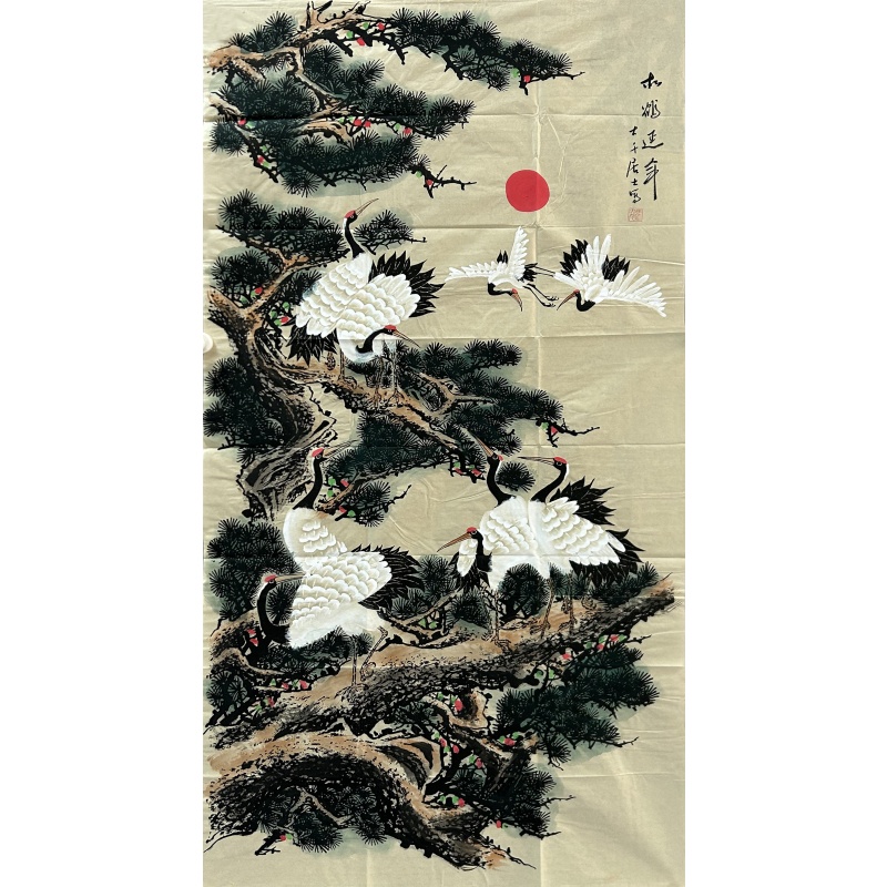 松鹤延年 张大千（款）8195