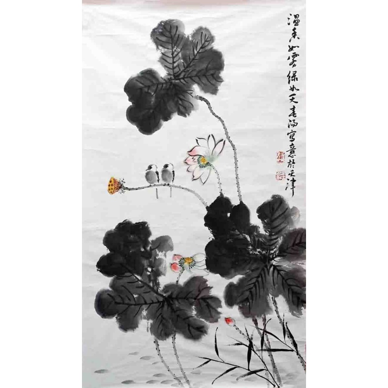 荷花小鸟 霍春阳（款）8732