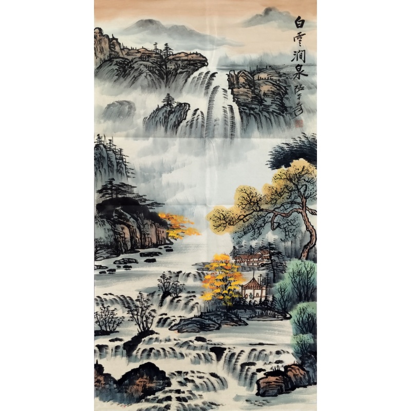 白云涧泉 张大千（款）8184