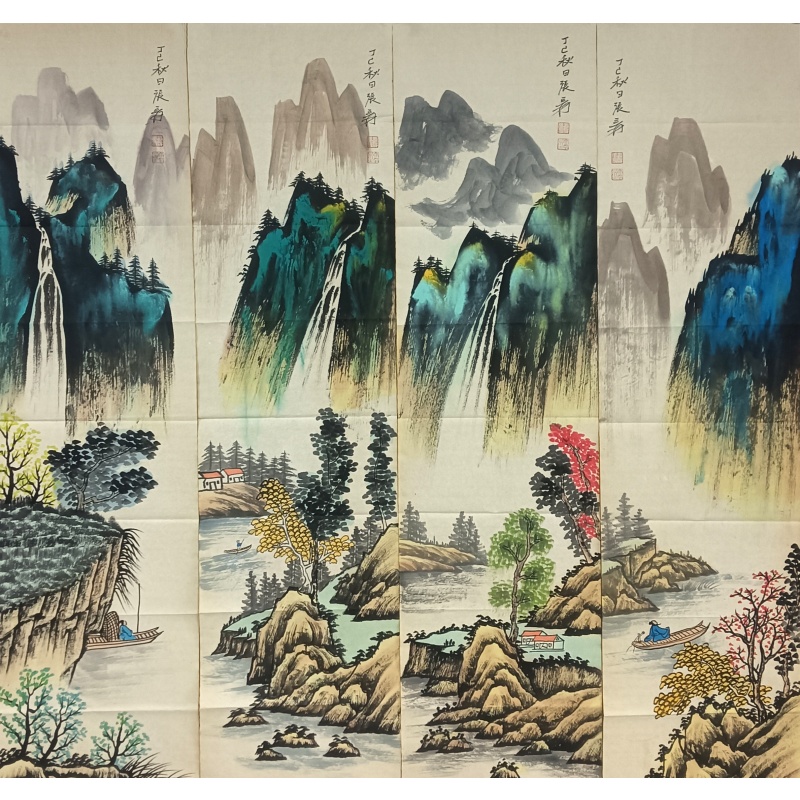 山水四条屏 张大千（款）50276