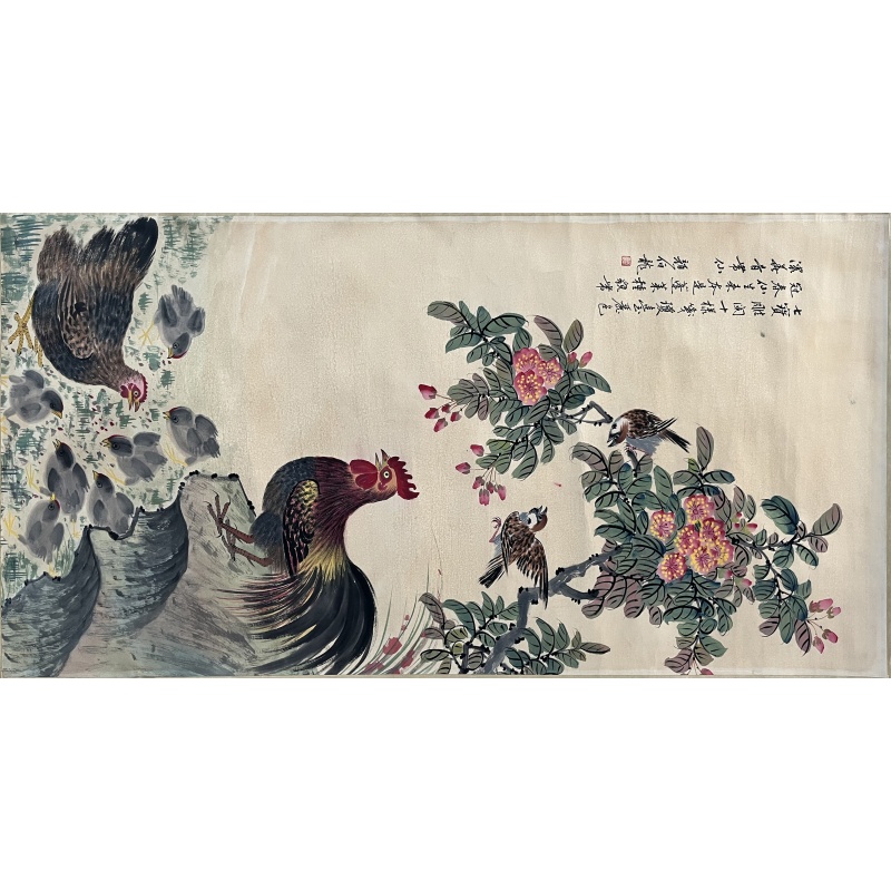 双鸡花鸟图 颜伯龙（款）51027