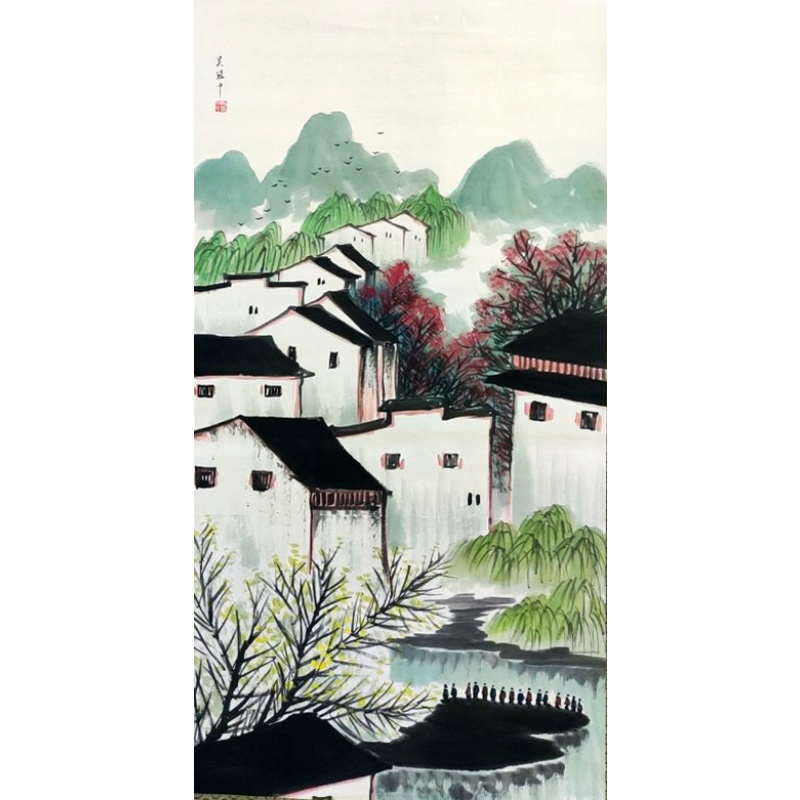 风景画岸边  吴冠中（款）  7212