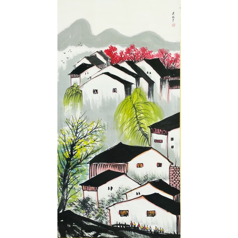 风景画房子  吴冠中（款）  6876