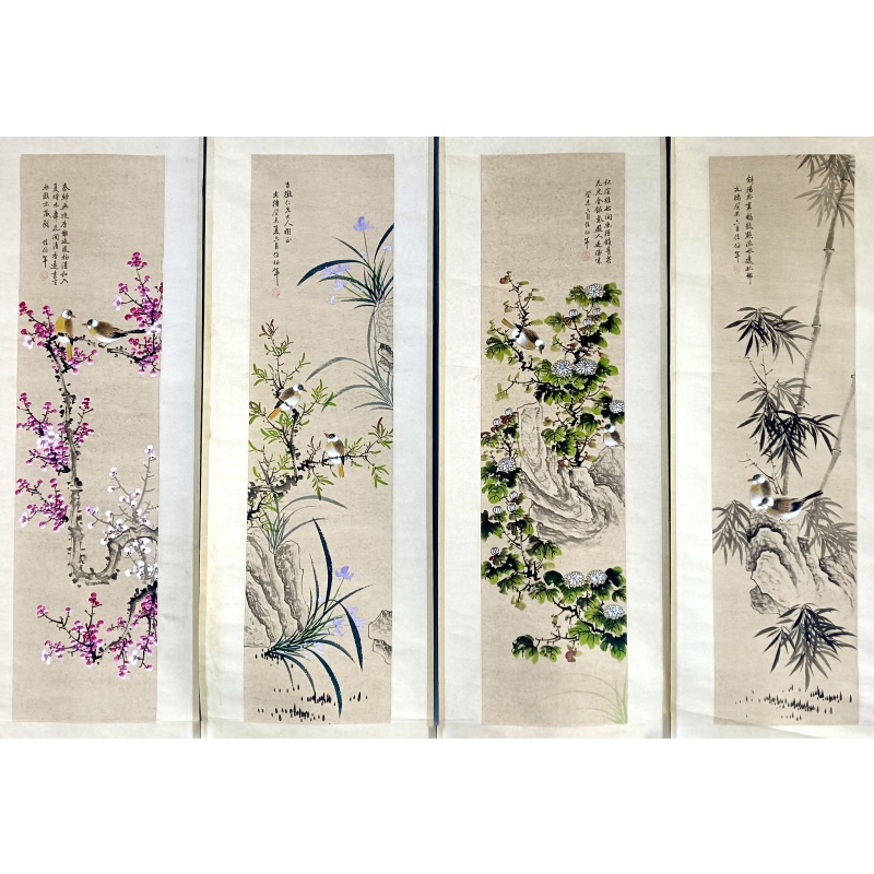 花鸟四条屏 任伯年（款）50801