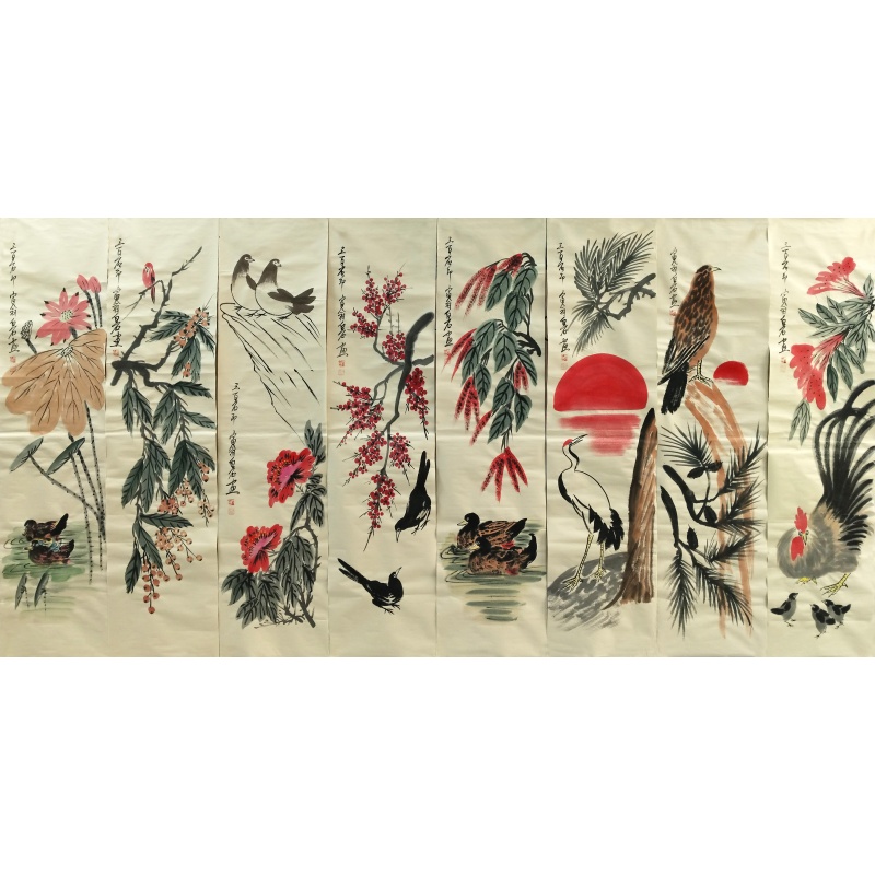 花鸟图八条屏 齐白石（款）7643