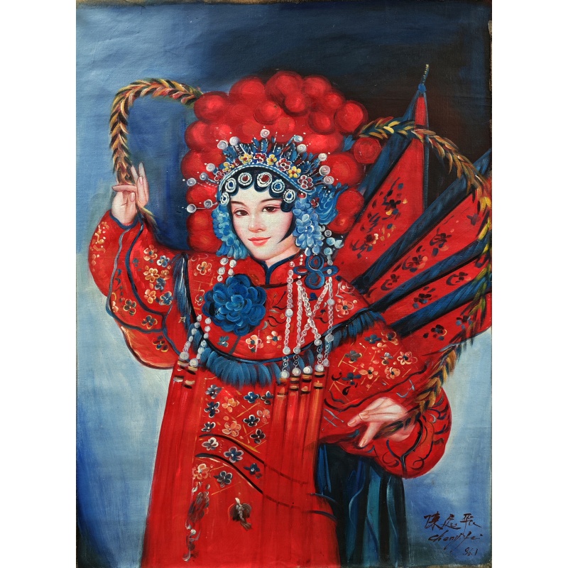 红衣京剧女油画  陈逸飞（款）  51918