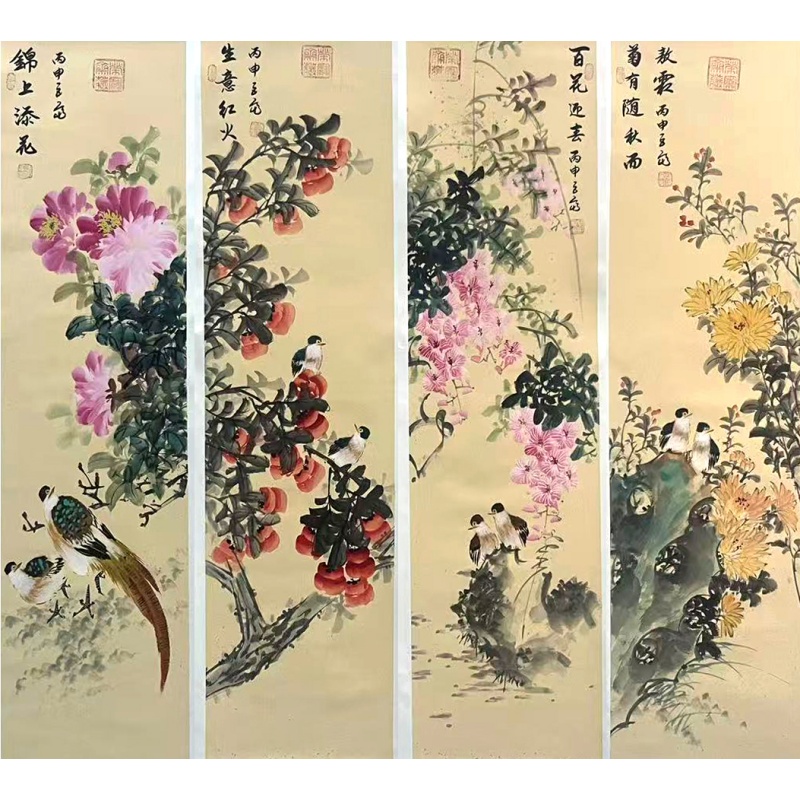 花鸟四条屏 张巨富（款）51558