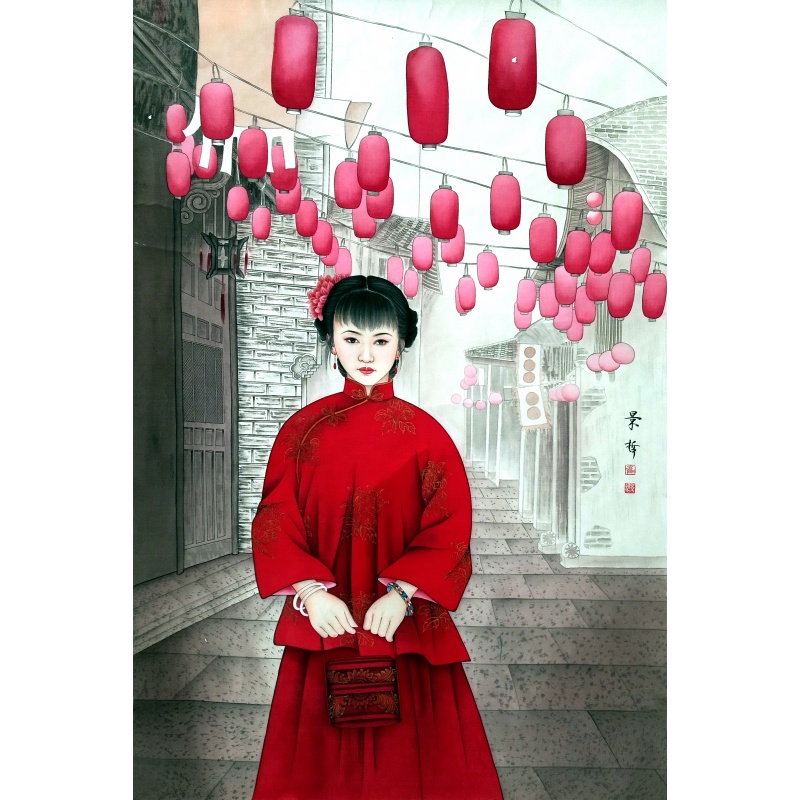 红衣新娘  崔景哲（款）  51913