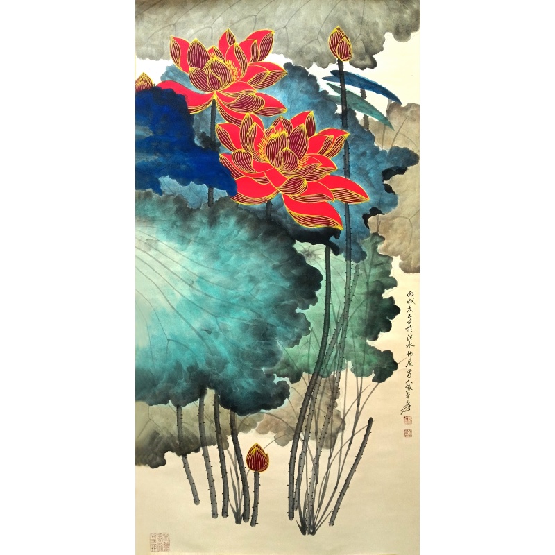 泼彩荷花  张大千（款）  51916