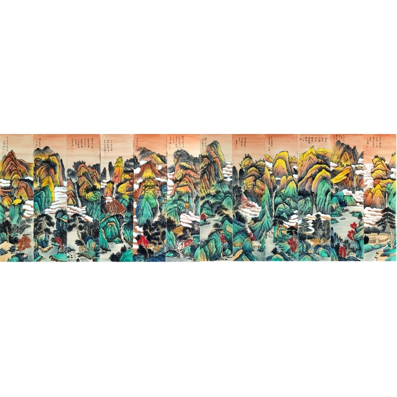 山水十二条屏 张大千（款）51704