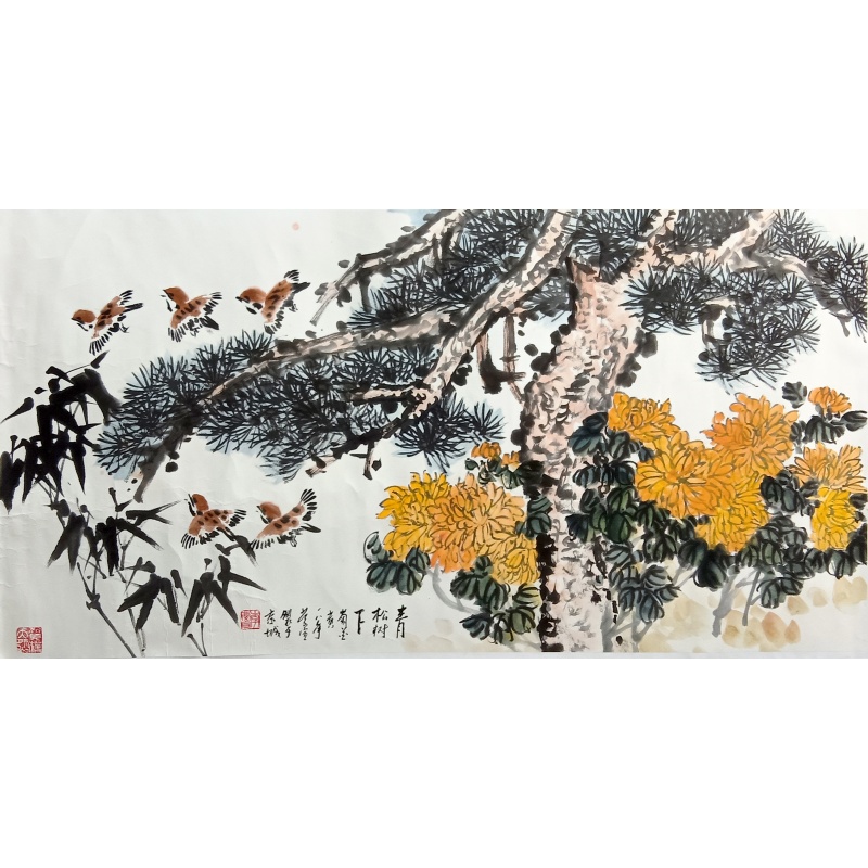花鸟  7613  李庆宣（款）