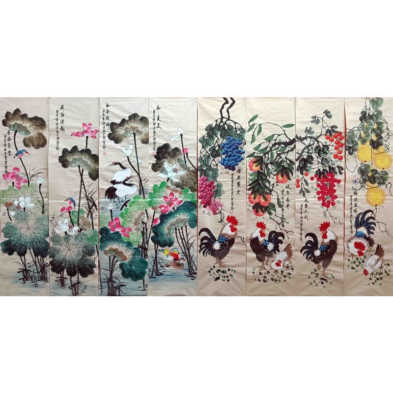 花鸟八条屏 陈浩（款）8754