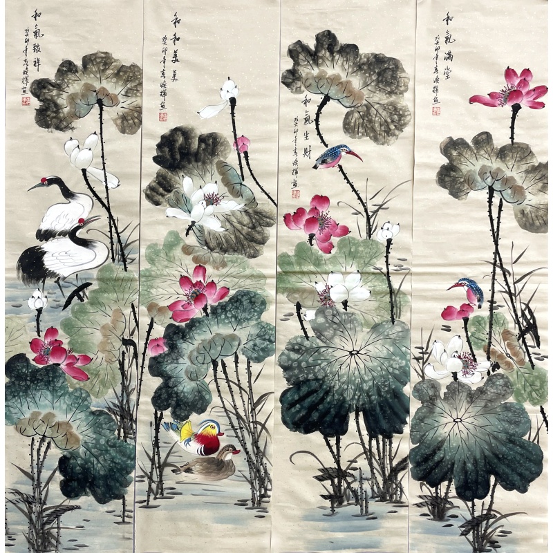 花鸟四条屏  李焕辉（款）  50425