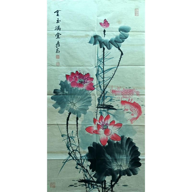 荷花 张大千（款）8421