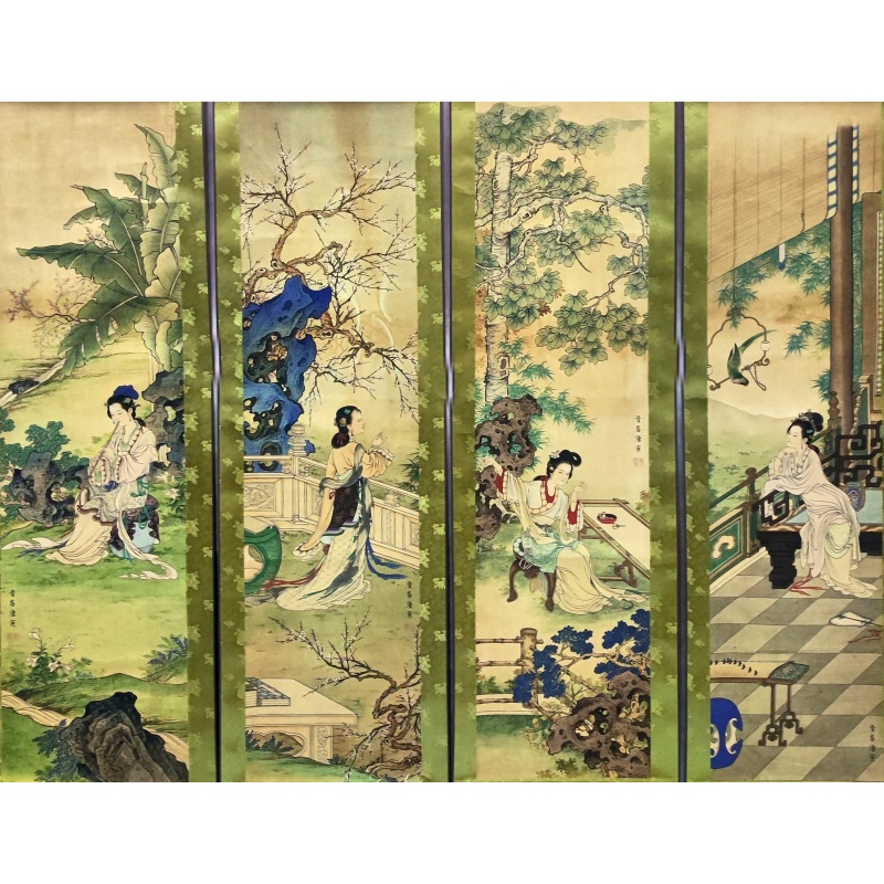美女四条屏 唐寅（款）830014