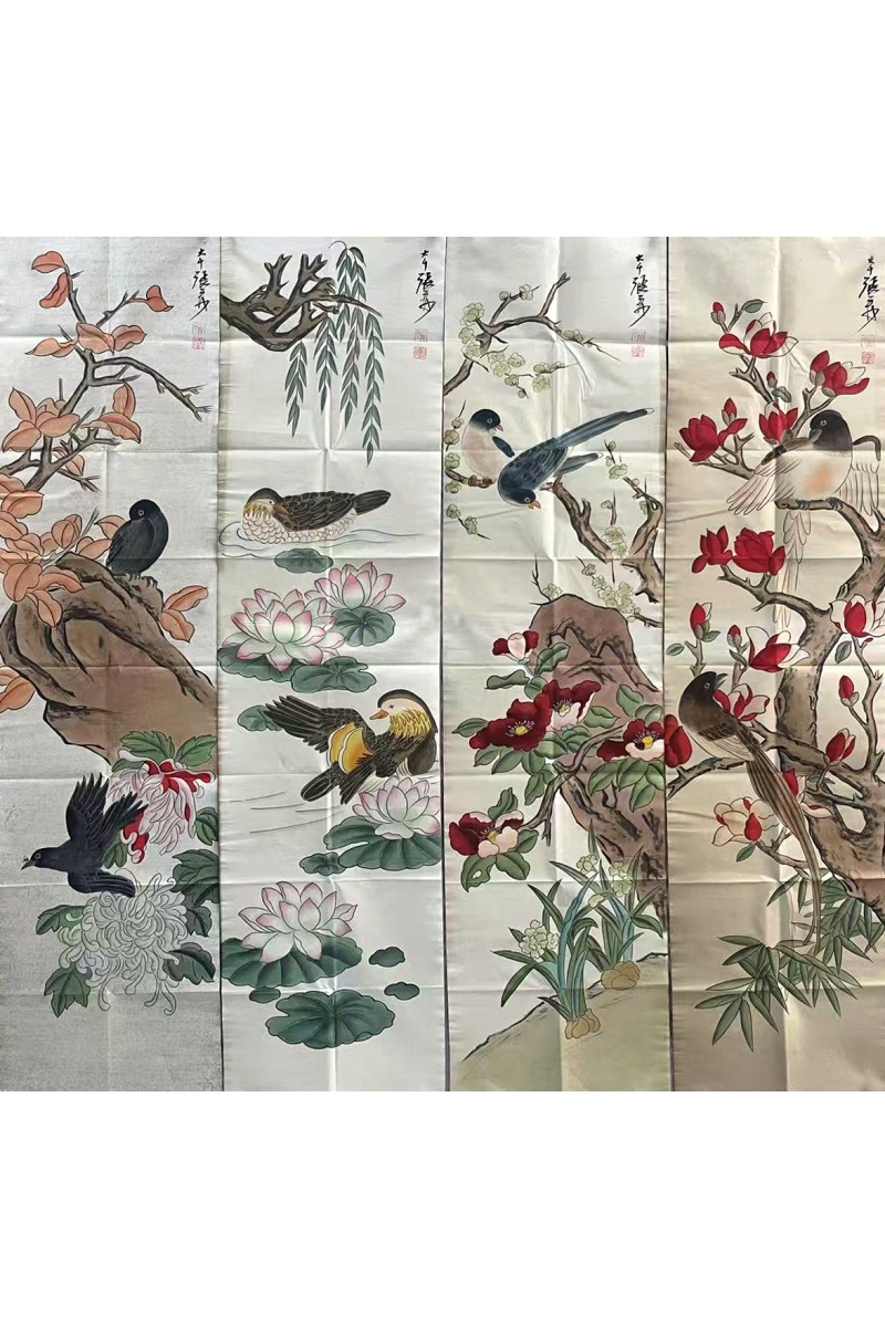 花鸟四条屏 张大千（款）51785