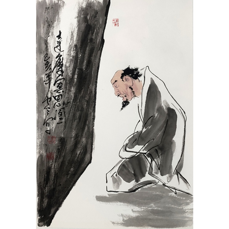 达摩冥思图  卢建民（款）50783 
