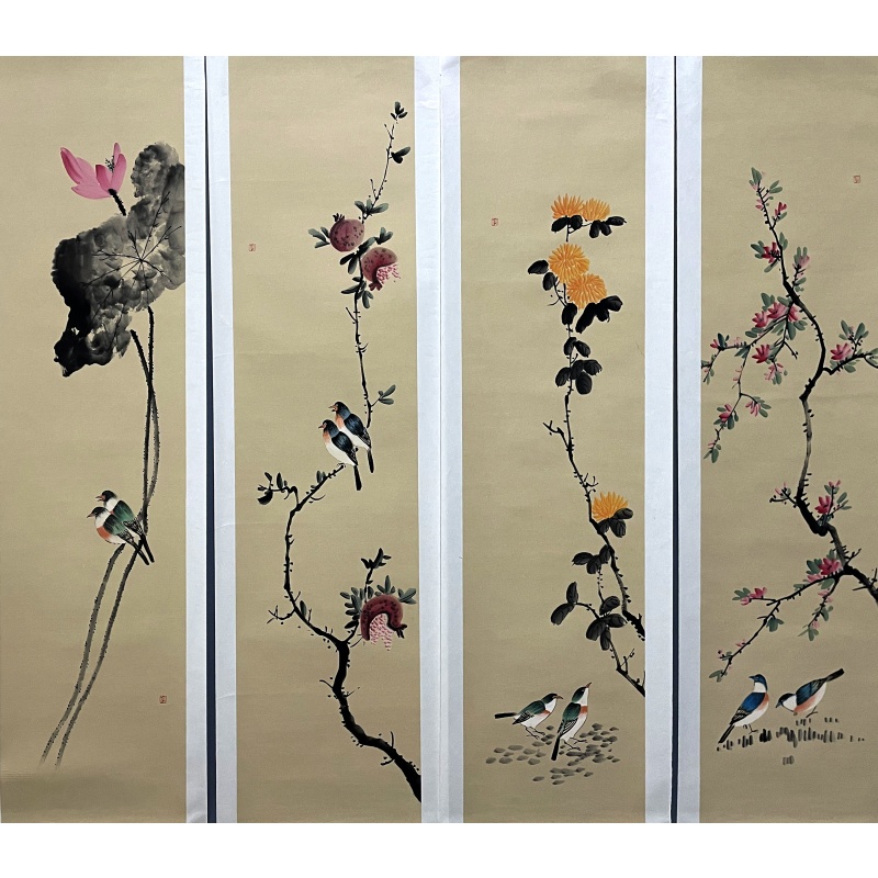 花鸟四条屏 温叶强（款）53163