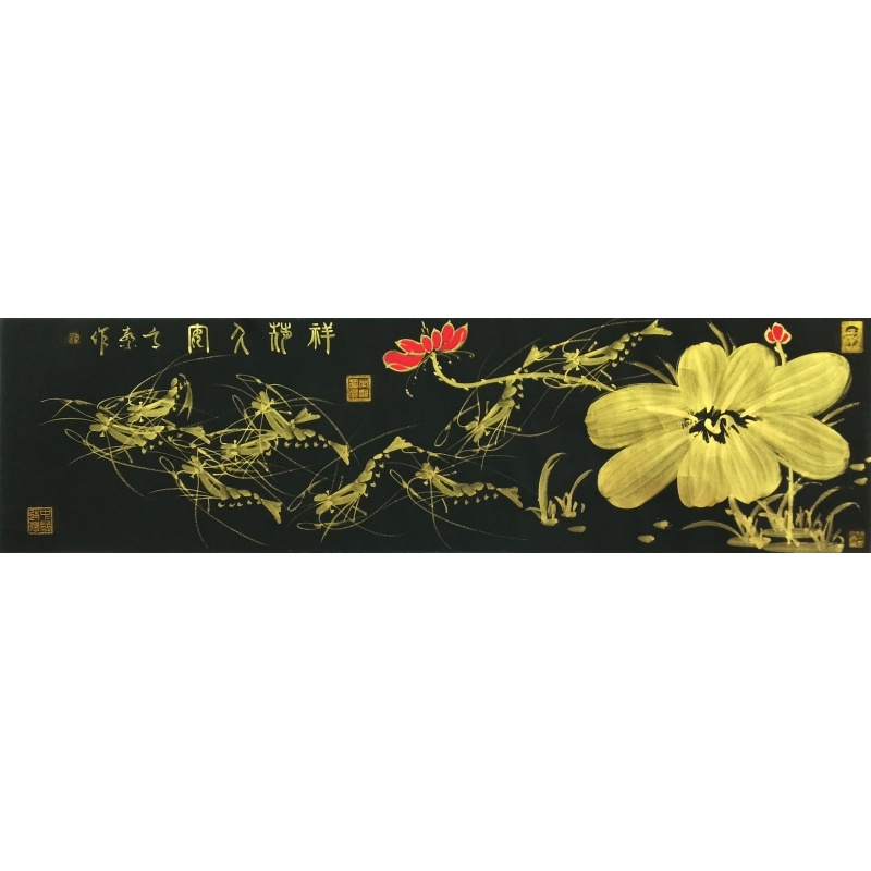 黑底金虾荷花 高洁（款）830080