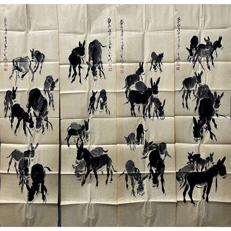驴，四条屏 黄胄（款）​50627