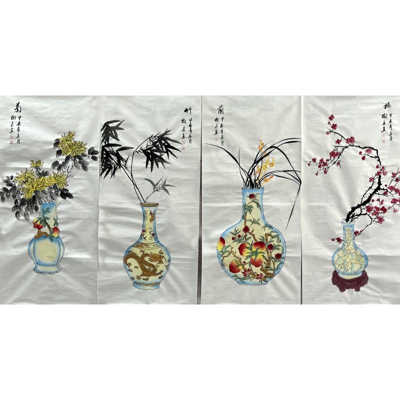 梅兰竹菊四条屏 张树长（款）52243