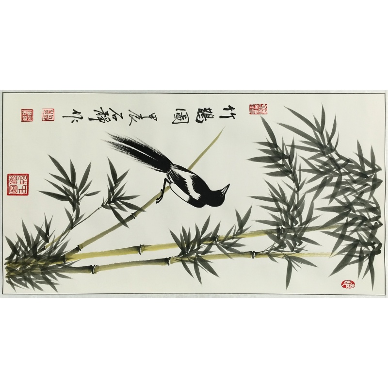 竹雀图 石静（款）​840011