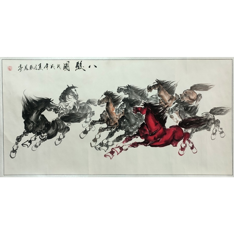 八骏图 张思亭（款）54122