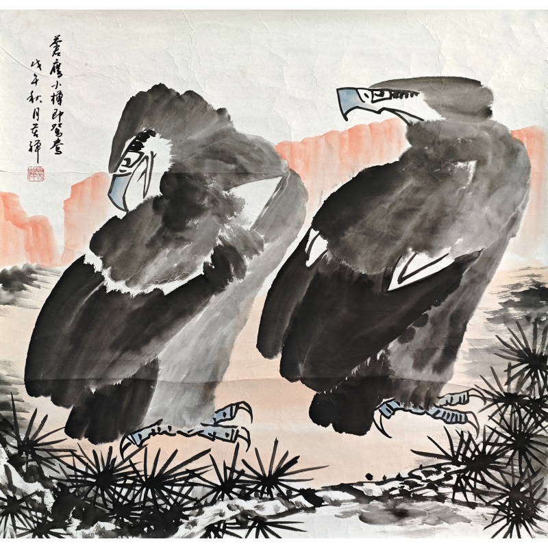 双鹰图  李苦禅（款）  7695