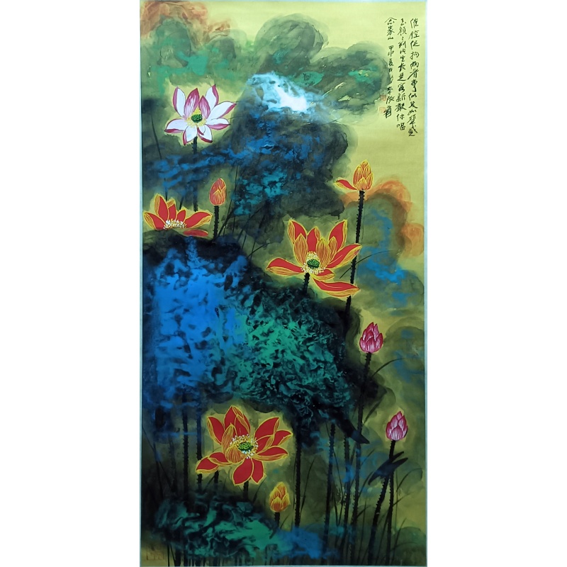 波彩荷花 张大千（款）8597