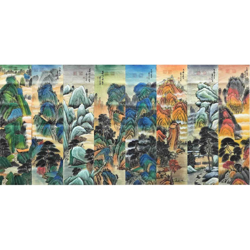 山水图八条屏 仇英（款）8347