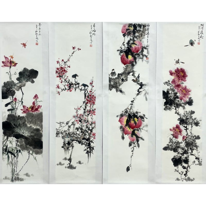 花鸟四条屏  娄渊波（款）  54121